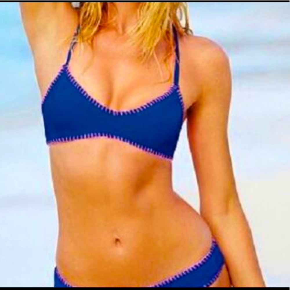 Victoria Secret Swim Crochet Blue Bikini